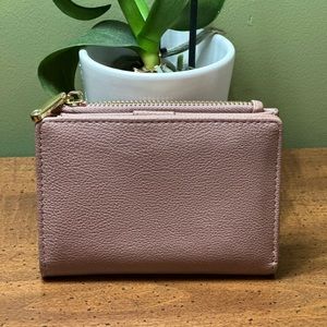 Light pink small compact bifold wallet card holder